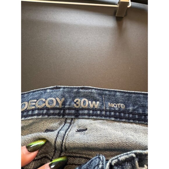 Decoy Moto Style Distressed Blue Denim Jeans Size 30 - Picture 6 of 11